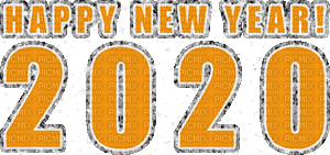 new year 2020 silvester number gold text la veille du nouvel an Noche Vieja канун Нового года letter tube animated animation gif anime glitter yellow - GIF animé gratuit