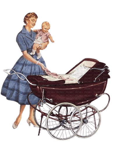 mom and baby/carriage - ücretsiz png