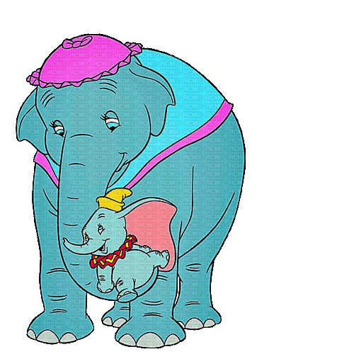 Mama Dumbo mit Baby - Darmowy animowany GIF