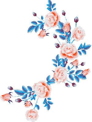 soave deco flowers rose animated branch pink blue - GIF animate gratis