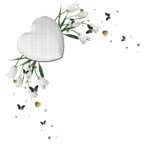 Coeur Fleur Blanc :) - png gratis