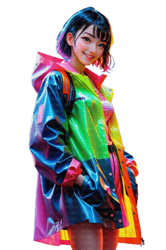 fantasy woman rainbow neon - ilmainen png