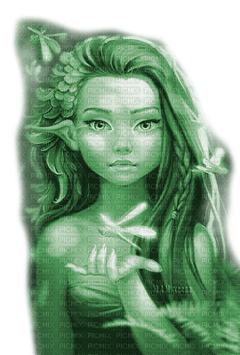 Y.A.M._Fantasy elf green - gratis png
