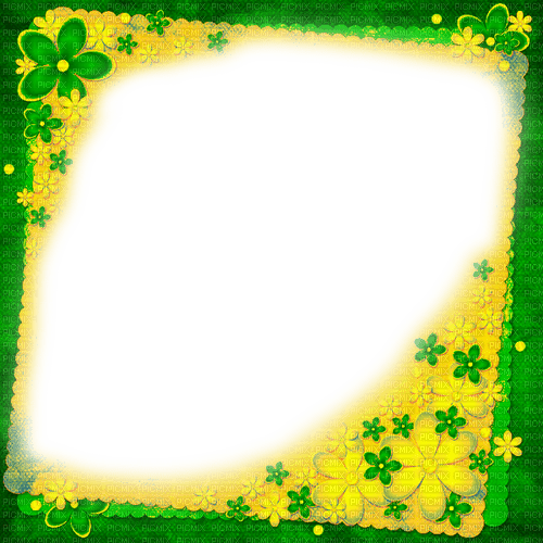 Green/Yellow Flowers Frame - By KittyKatLuv65 - ilmainen png