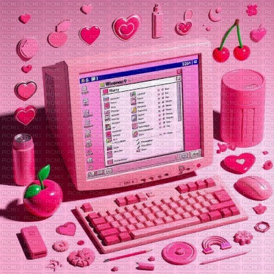 Pink Computer - gratis png