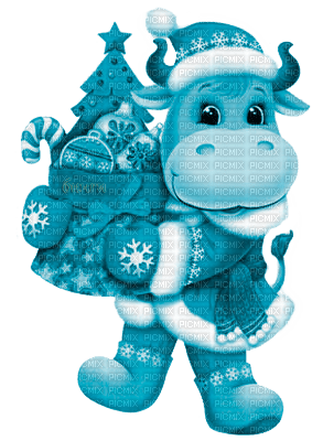 Y.A.M._New year cow blue - kostenlos png