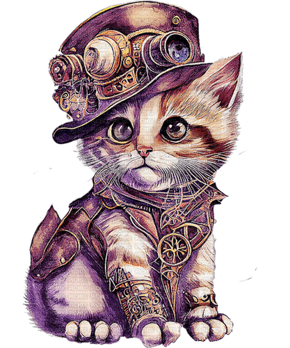 ♡§m3§♡ kawaii steampunk purple cat cute - png ฟรี