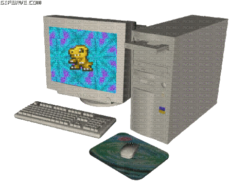 Vaporwave agumon computer thingy - Free animated GIF