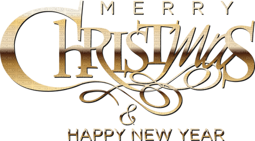 Merry Christmas.Text.Gold.Victoriabea - PNG gratuit