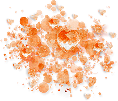 Hearts.Dots.Stars.Orange - PNG gratuit