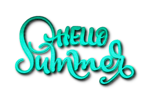 Hello Summer.Text.Teal - PNG gratuit