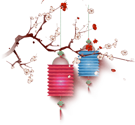 soave deco oriental flowers pink blue red - ilmainen png