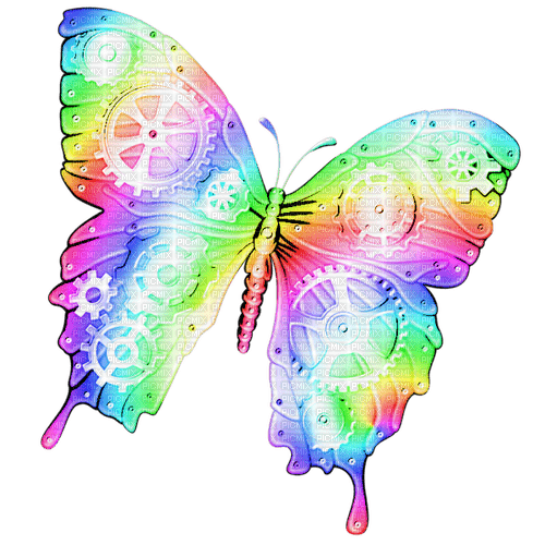 Steampunk.Butterfly.Rainbow - darmowe png