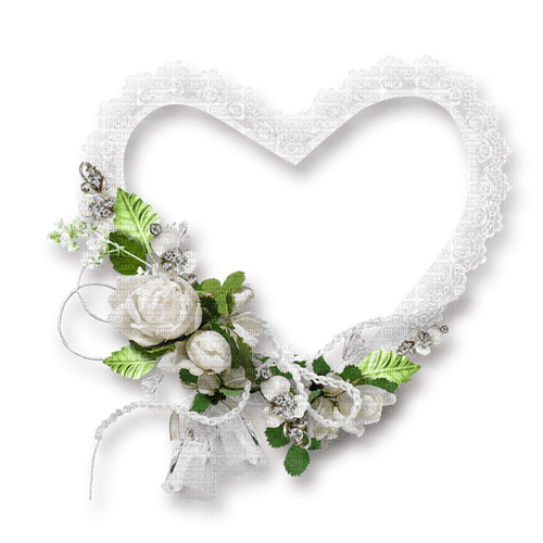 frame- hjärta- vit-blommor---frame- heart -white -flowers - ücretsiz png