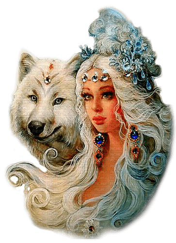 fantasy  woman with wolf  by nataliplus - png gratuito