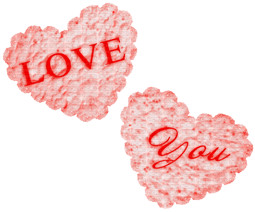 Hearts.Text.Love.You.Red - Free PNG