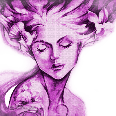 Y.A.M._Art Fantasy woman girl purple - png ฟรี