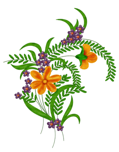 Fleur Violet Orange Vert!:) - ücretsiz png