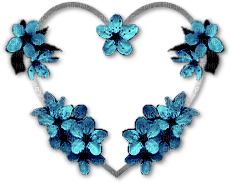 hjärta-blommor-blå-deco - Free PNG