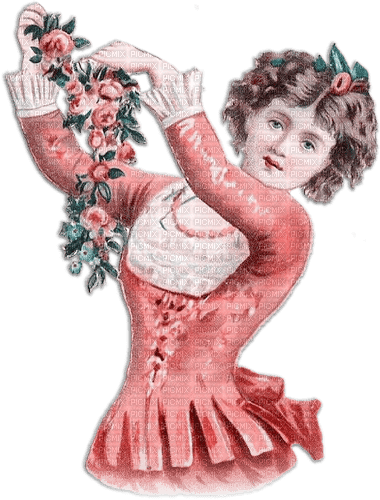 soave woman vintage spring victorian flowers rose - 免费PNG