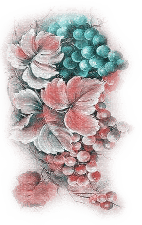 soave deco autumn branch grapes vintage pink - PNG gratuit
