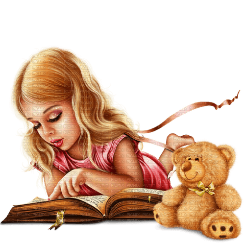 Children. Girl reading book. Leila - bezmaksas png