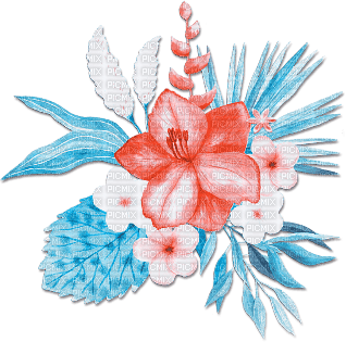 soave deco flowers summer tropical branch blue - png gratuito
