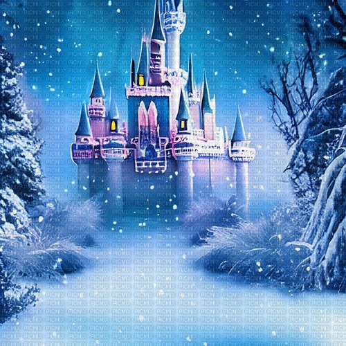 kikkapink winter snow fantasy background castle - ingyenes png