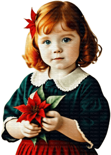 Girl with poinsettia - безплатен png