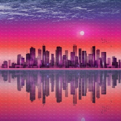 Pink Cityscape with Reflection - png gratuito