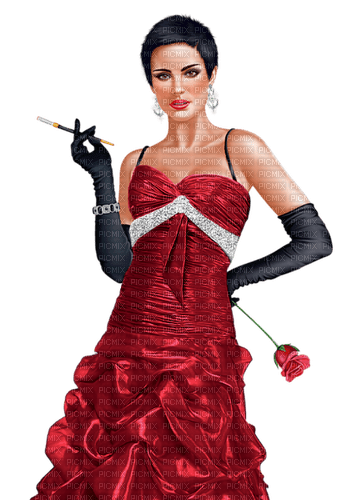 Woman with a cigarette and a rose. Leila - gratis png