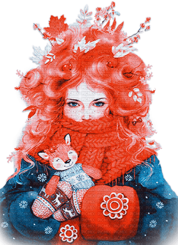 soave woman fashion  autumn winter leaves toy - 免费PNG