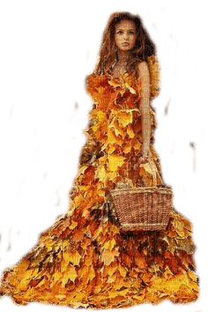 autumn woman dress leaves - PNG gratuit