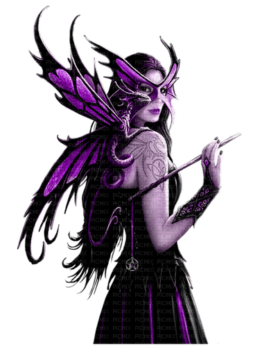 Anne Stokes.Woman.Dragon.Purple.Black - 免费PNG