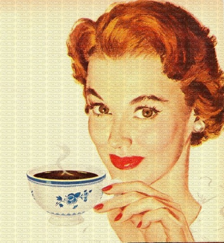 Vintage Woman with Coffee - png gratis