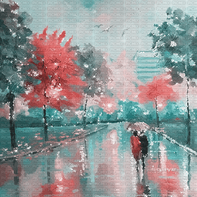 soave background animated painting  rain city - Ilmainen animoitu GIF