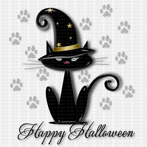 Happy Halloween Cat - Безплатен анимиран GIF