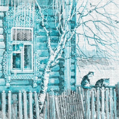 soave background animated winter vintage house cat - 免费动画 GIF