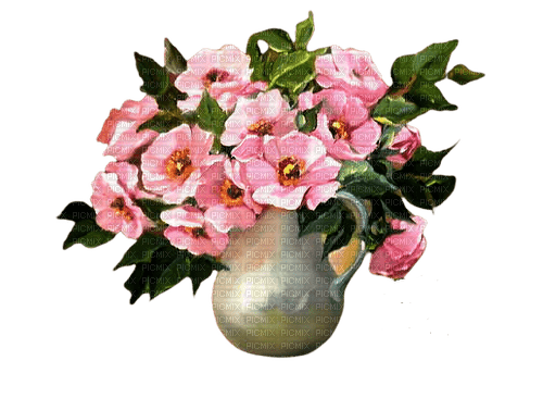 vase with pink flowers - zdarma png