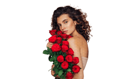 kikkapink woman valentine  flowers - gratis png