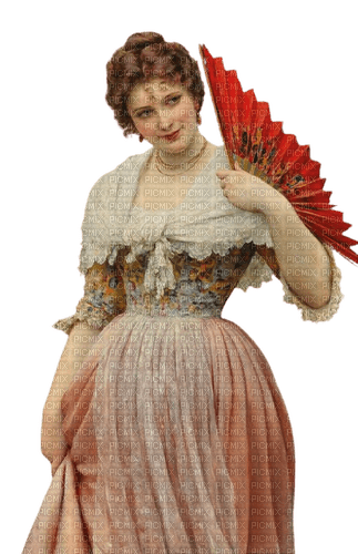 smiling lady with fan - zadarmo png