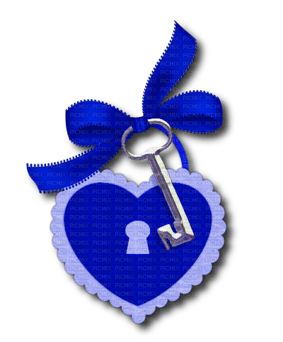Heart.Lock.Key.Bow.Silver.Blue - ilmainen png