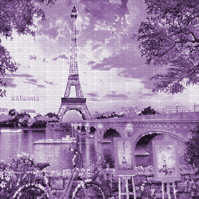 Y.A.M._Landscape Paris city  purple - Animovaný GIF zadarmo