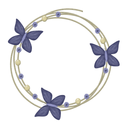 Kaz_Creations Deco Circle Frames Frame Beads Butterflies Butterfly Colours - besplatni png