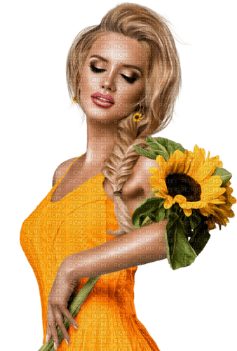 Woman Yellow Sunflower - Bogusia - Free PNG