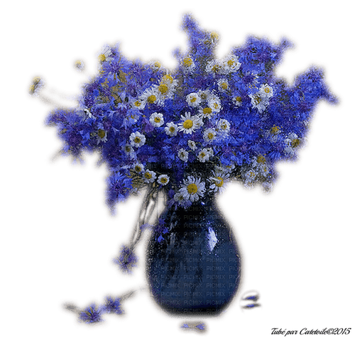 blue vase with blue flowers sunshine3 - Free PNG