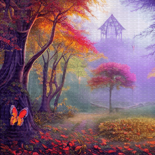 kikkapink fantasy background forest autumn - kostenlos png