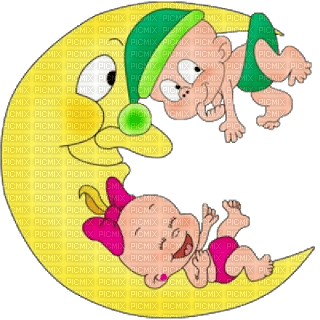 Kaz_Creations Funny Cartoon Babies On Moon - ingyenes png