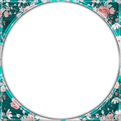 soave frame circle flowers pink teal - фрее пнг