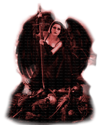 Y.A.M._Gothic woman red - PNG gratuit